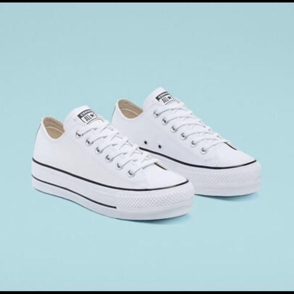 converse leather platform white